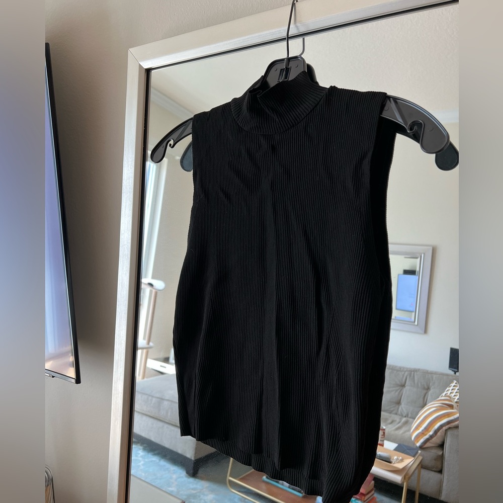 Zara Ribbed Sleeveless Mock Neck Top